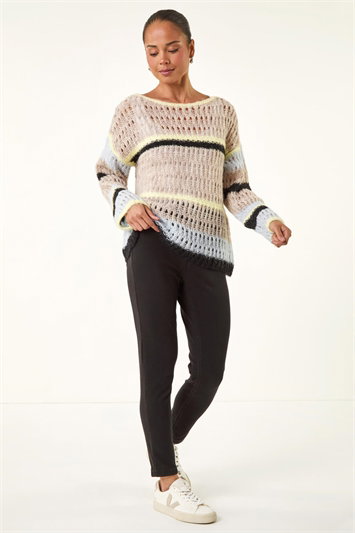 Petite Stripe Open Knitted Jumper 16304188