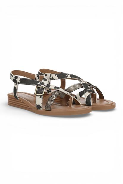 Black Womens "April" Micro Wedge Strappy Sandals