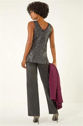 Diamond Lace Sequin Vest Top 19435785