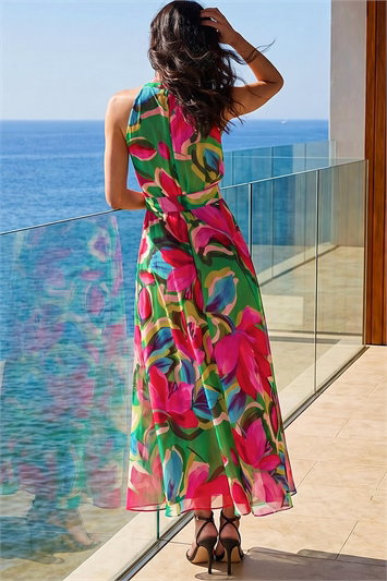 Floral Print Halter Neck Maxi Dress 14535517