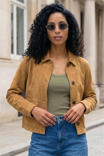 White Faux Suede Pocket Jacket