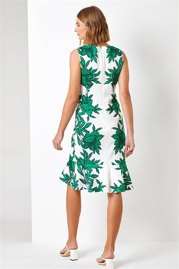 Floral Border Print Frill Stretch Dress 14234834