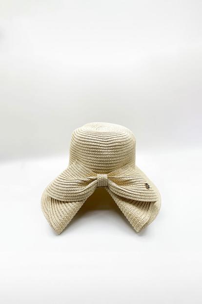 Cream Bow Foldable Summer Hat
