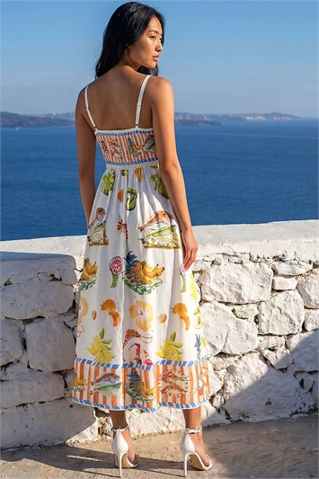 Petite Fruit Print Strappy Midi Dress 14916938