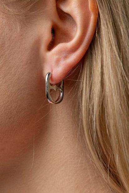 Metallic The Colourful Aura Silver U-Shape Minimalist Small Oval Hoop Earring