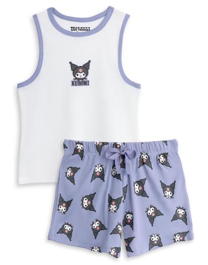Purple Hello Kitty Kuromi Vest And Shorts Pyjama Set