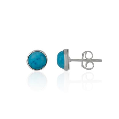 Metallic Blue Turquoise Dome Sterling Silver Stud Earring