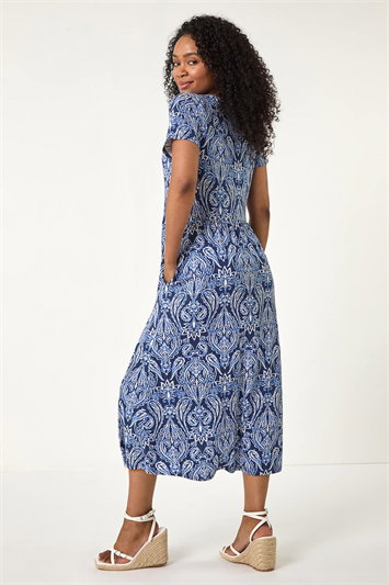 Petite Paisley Front Button Dress 14649109