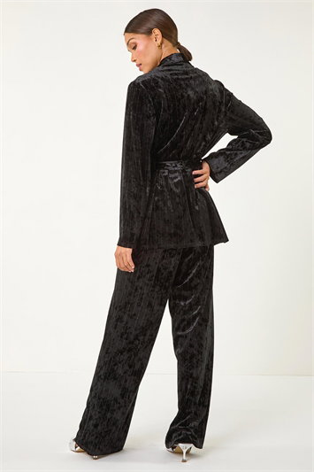 Striped Velvet Belted Blazer 15033108