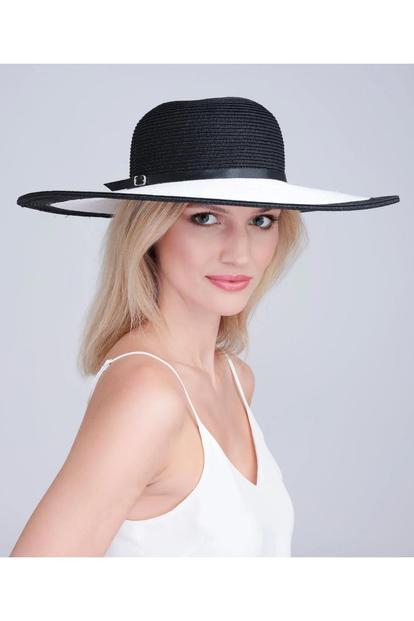 Black Kacie - Wide Brim Straw Hat - Black