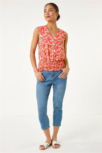 Petite Ditsy Shirred Blouson Top 20207922