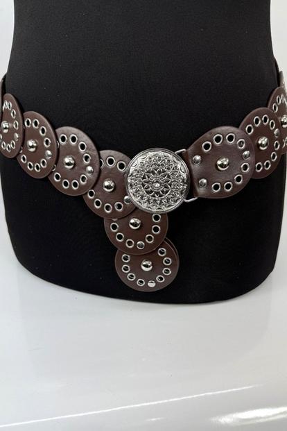 Brown Wide Eyelet Disc Belt