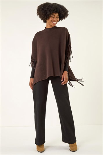 Fringe Hem Knit Poncho 16298319