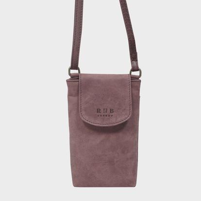 Purple 'Thea' Real Leather Mobile Phone Crossbody Bag