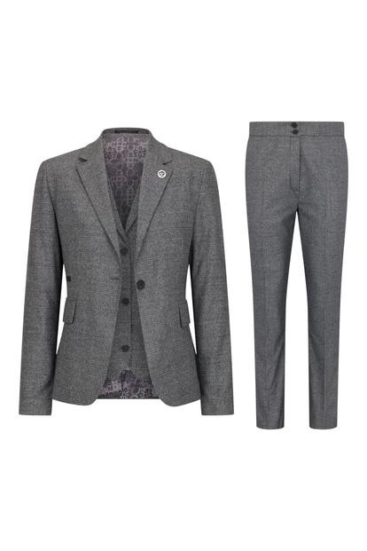 Grey Grey 3-Piece Prince Of Wales Check Suit