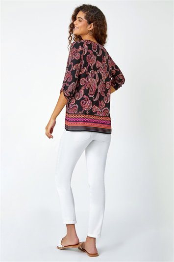 Paisley Border Print Stretch Tunic Top 19261978