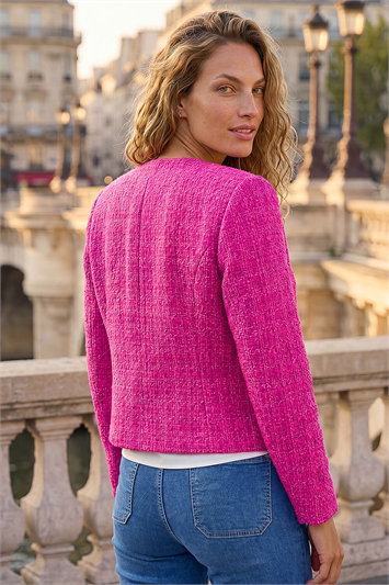 Collarless Boucle Jacket 15044393