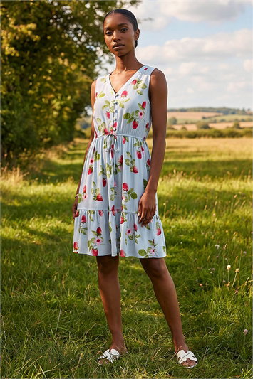 Petite Strawberry Tie Waist Dress 14759409