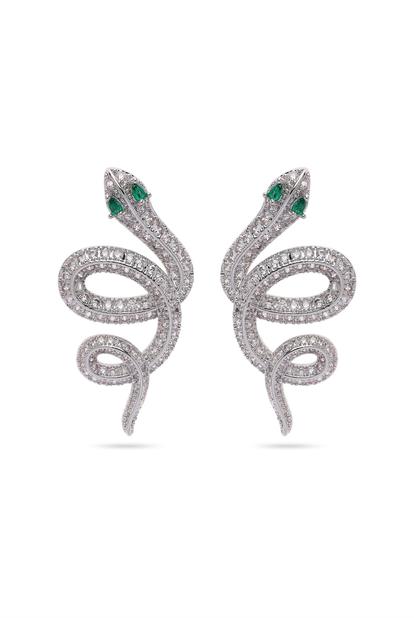 Metallic Silver Colored Serpent Earrings