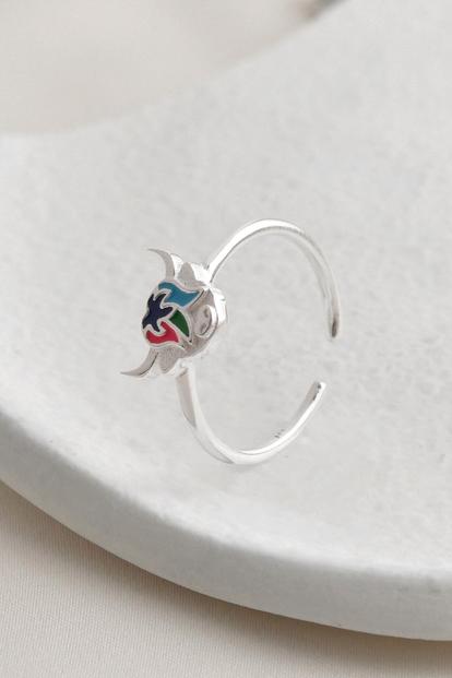 Multi Sterling Silver Highland Cow Adjustable Ring