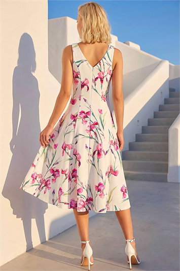 Petite Floral Premium Stretch Midi Dress 14926538