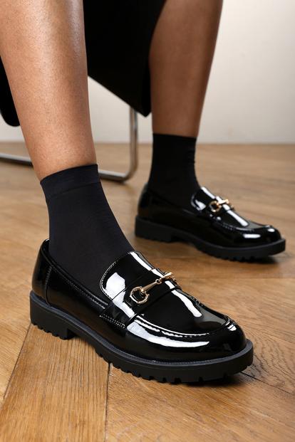 Black Aadhya Black Chunky Snaffle Trim Detail Loafers