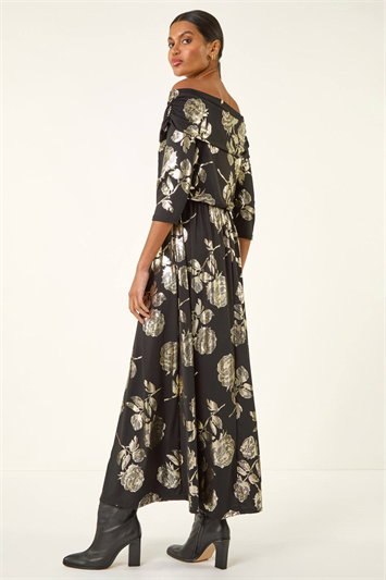 Floral Foil Bardot Midi Dress 14784733