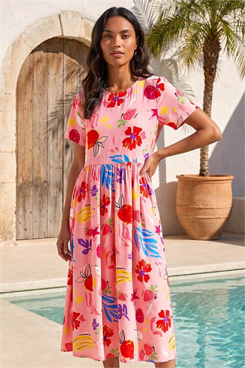 Fruit Print Pocket Midi Dress 14899872
