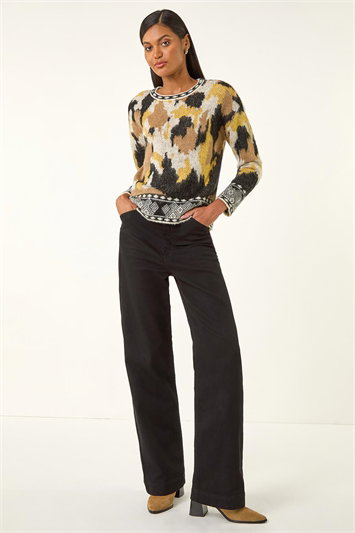 Black Abstract Jacquard Knit Jumper