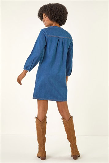 Cotton Denim Button Shift Dress 14799829