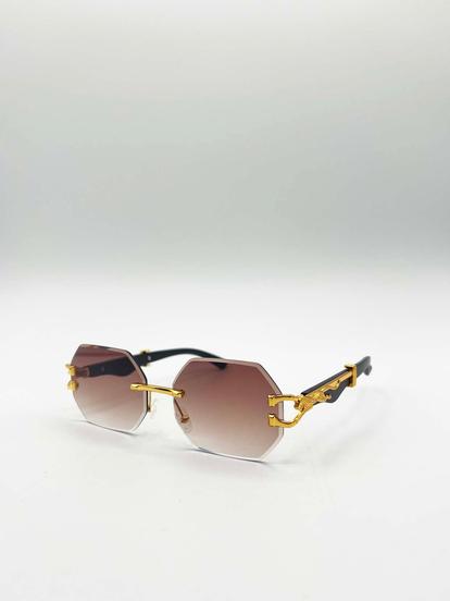 Rimless Oval Geometric Sunglasses M000029243