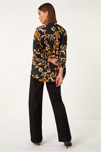Abstract Print Pleated Shirt 19374096
