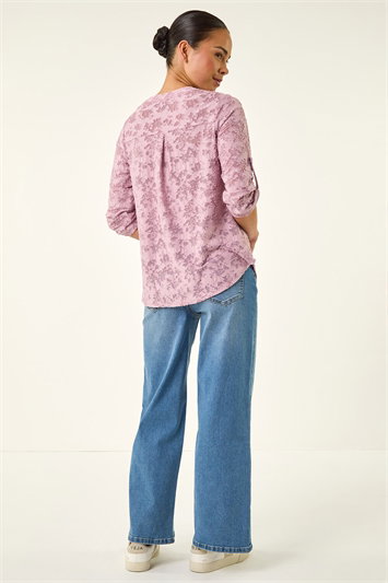 Petite Burnout Print Button Shirt 19466572