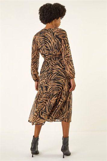 Zebra Print Keyhole Midi Dress 14807789