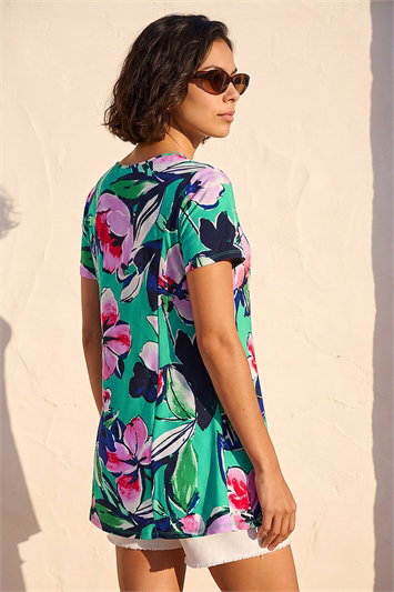Textured Floral Tunic Top 19386492