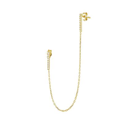 Metallic Chained Bar Chain Earring Sterling Silver