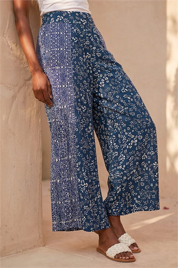 Floral Print Wide Leg Culottes 18082360