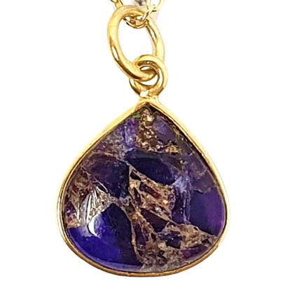 Metallic Gold Vermeil Round Amethyst February Birthstone Bezel Pendant