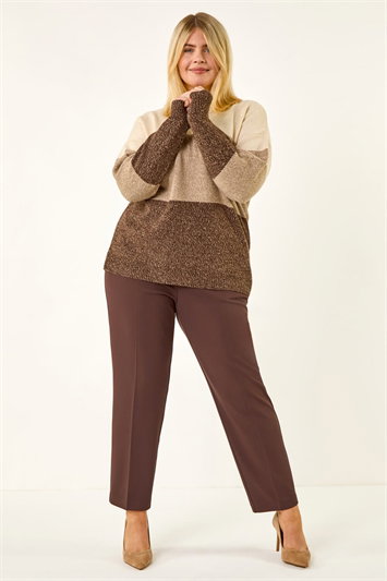 Brown Curve Straight Leg Trouser