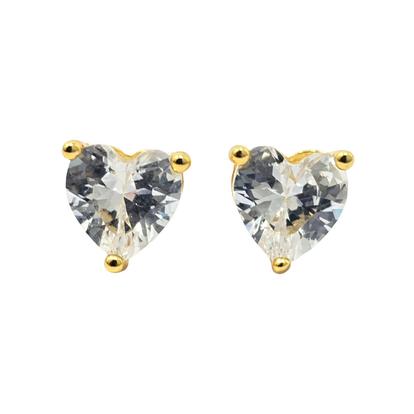 Metallic Diamond Heart April Birthstone Stud Earrings