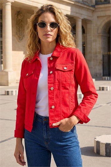 Red Stretch Pocket Detail Jacket