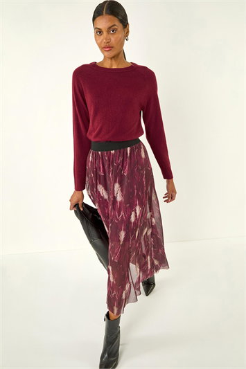 Abstract Print Mesh Overlay Skirt 17069311