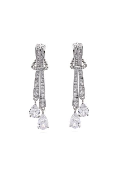 Metallic Silver Knot Dangle Earrings