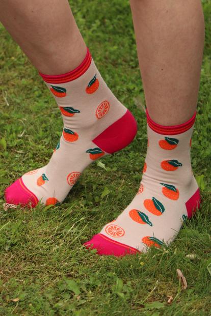 Orange Orange Fruit Bamboo Socks - Orange