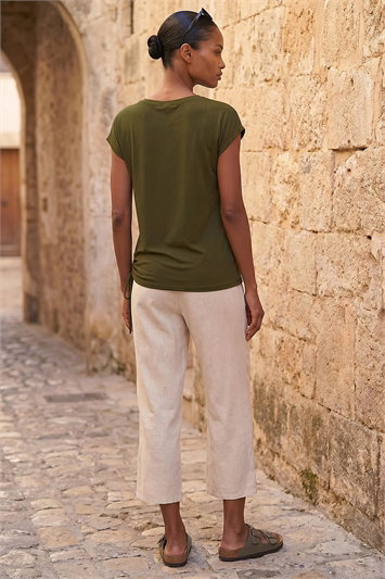 Sequin Pocket Side Ruched T-Shirt 19454463