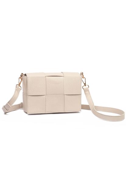 Cream Cross Body Weave Bag