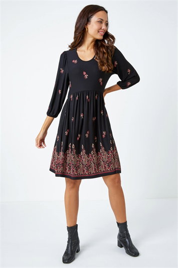 Paisley Border Print Stretch Dress 14354621