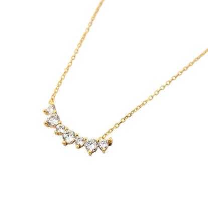 Metallic Cluster Sparkling Diamond Gemstone Gold-Plated Necklace