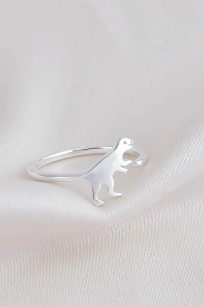 Metallic Sterling Silver T-Rex Dinosaur Ring