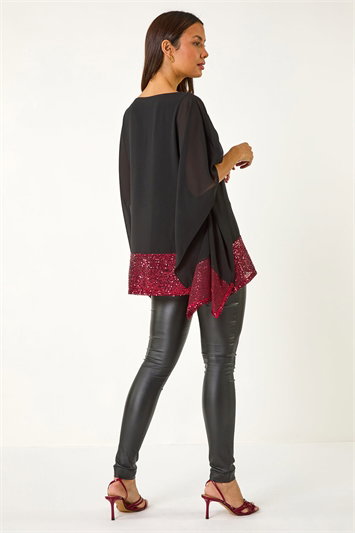 Sequin Hem Contrast Tunic Top 20178178